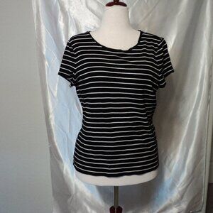 Women's Black with White Strips Top